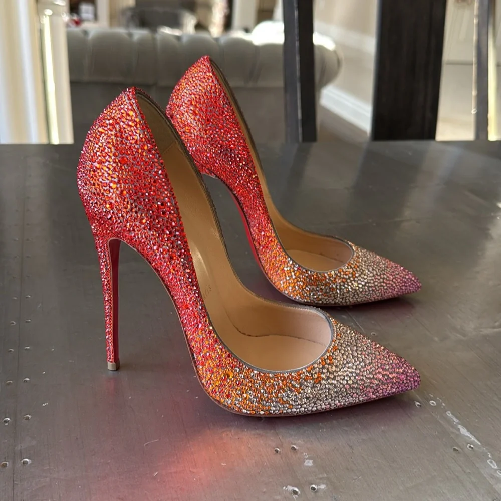 Christian Louboutinin pigalle follies STRASS crystal degrade ombré stiletto 38.5